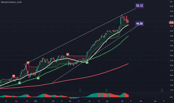 THYAO kırmızı çizgide 46.7 fiyatı ve −3.3926 - TURK HAVA YOLLARI