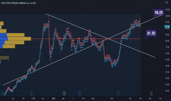 TOASO 'a dair olumsuz bir yüzdelik değişim (%-2.0867), 91.5 fiya - TOFAS OTO. FAB.